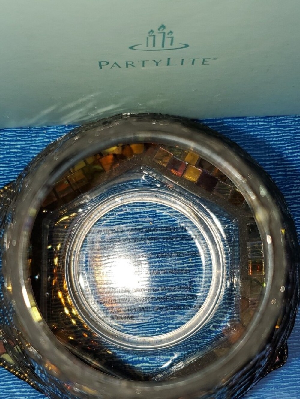 PartyLite Amber and Gold Mosaic Glass Votive Holder - Picture 3 of 9